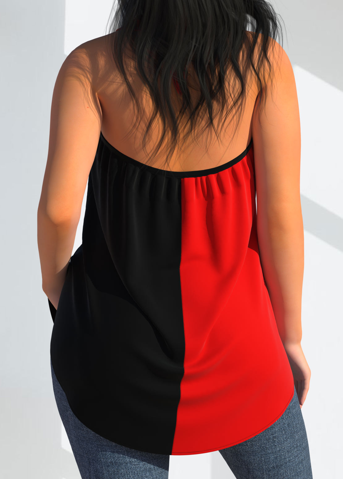 Red tops,Contrast Color tops,ROTITA Cross Front Red Halter Tank Top