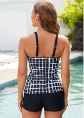 ROTITA Plaid Black Wide Strap Tankini Top-No Bottom