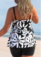 Black plus size,Floral plus size,ROTITA Plus Size Black Floral Print Tankini Top