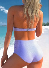 Purple swimwear,Plain Color swimwear,ROTITA Light Purple Glitter Fabric Bowknot Bikini Set