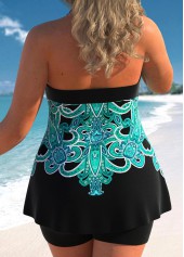 Cyan plus size,Tribal plus size,ROTITA Plus Size Cyan Tribal Print Tankini Top