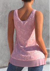 Light Pink tops,Plain Color tops,ROTITA Embroidered Light Pink Decorative Button Tank Top