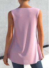 Light Pink tops,Floral tops,ROTITA Light Pink Floral Print Faux Two Piece Tank Top