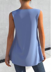 Dusty Blue tops,Floral tops,ROTITA Dusty Blue Floral Print Faux Two Piece Tank Top