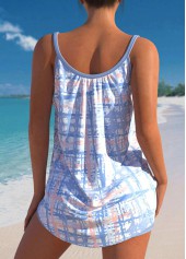 Dusty Blue swimwear,Graphic swimwear,ROTITA Printed Dusty Blue Bowknot Tankini Set