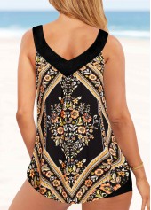 Gold plus size,Plants plus size,ROTITA Plus Size Gold Floral Print Tankini Top