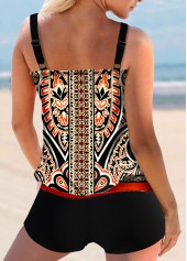 Multi Color swimwear,Tribal swimwear,ROTITA Multi Color Double Straps Tribal Print Tankini Top