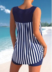 Navy swimwear,Striped swimwear,ROTITA Nautical Striped Bowknot Navy Blue Tankini Set