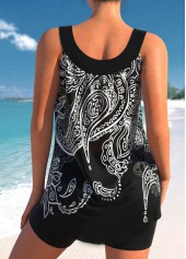 Schwarzes Rotita-Tankini-Oberteil mit breiten Trägern und Paisley-Print-Kein Boden