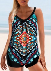 ROTITA Bowknot Tribal Print Multi Color Tankini Top-No Bottom