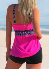 Hot Pink swimwear,Tribal swimwear,ROTITA Polka Dot Chevron Print Hot Pink Tankini Top