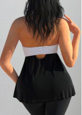 Black tops,Contrast Color tops,ROTITA Cross Halter Black Tie Side Tank Top