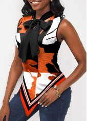 Black tops,Plants tops,Black Tie Front Asymmetric Hem Tank Top