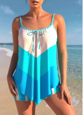 Rotita-Tankini-Set mit Taschentuchsaum in Cyan und hoher Taille