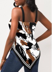 Multi Color tops,Graphic tops,ROTITA Multi Color Brush Stroke Print Cross Strap Blouse