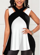 Rotita Criss Cross weißes ärmelloses Tanktop