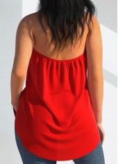Red tops,Plain Color tops,ROTITA Cross Front Red Halter Tank Top