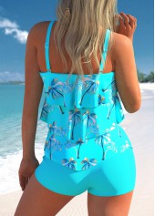 Cyan plus size,Plants plus size,ROTITA Plus Size Cyan Coconut Tree Print Tankini Set