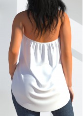 White tops,Plain Color tops,ROTITA Halter Cross Front White Tank Top