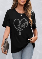 Hot Drilling Black Short Sleeve T Shirt