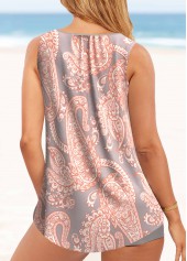 Pink swimwear,Paisley swimwear,ROTITA Paisley Print Cross Strap Pink Tankini Set