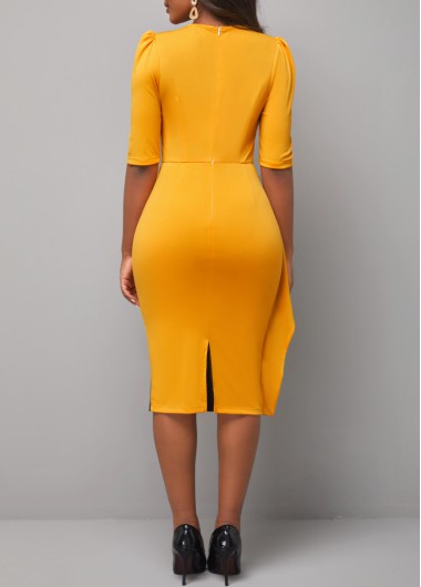 Ginger dresses,Plain Color dresses,ROTITA Ginger Round Neck Half Sleeve Dress