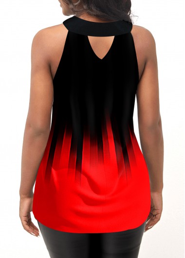 Red tops,Ombre tops,Ombre Cross Front Red Tank Top