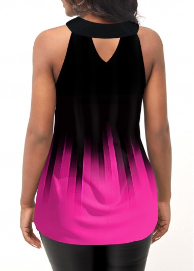 Ombre tops,Hot Pink Cross Front Ombre Tank Top