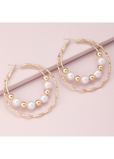 Gold jewelry,Pearl Beads Design Circle Shape Gold Earrings