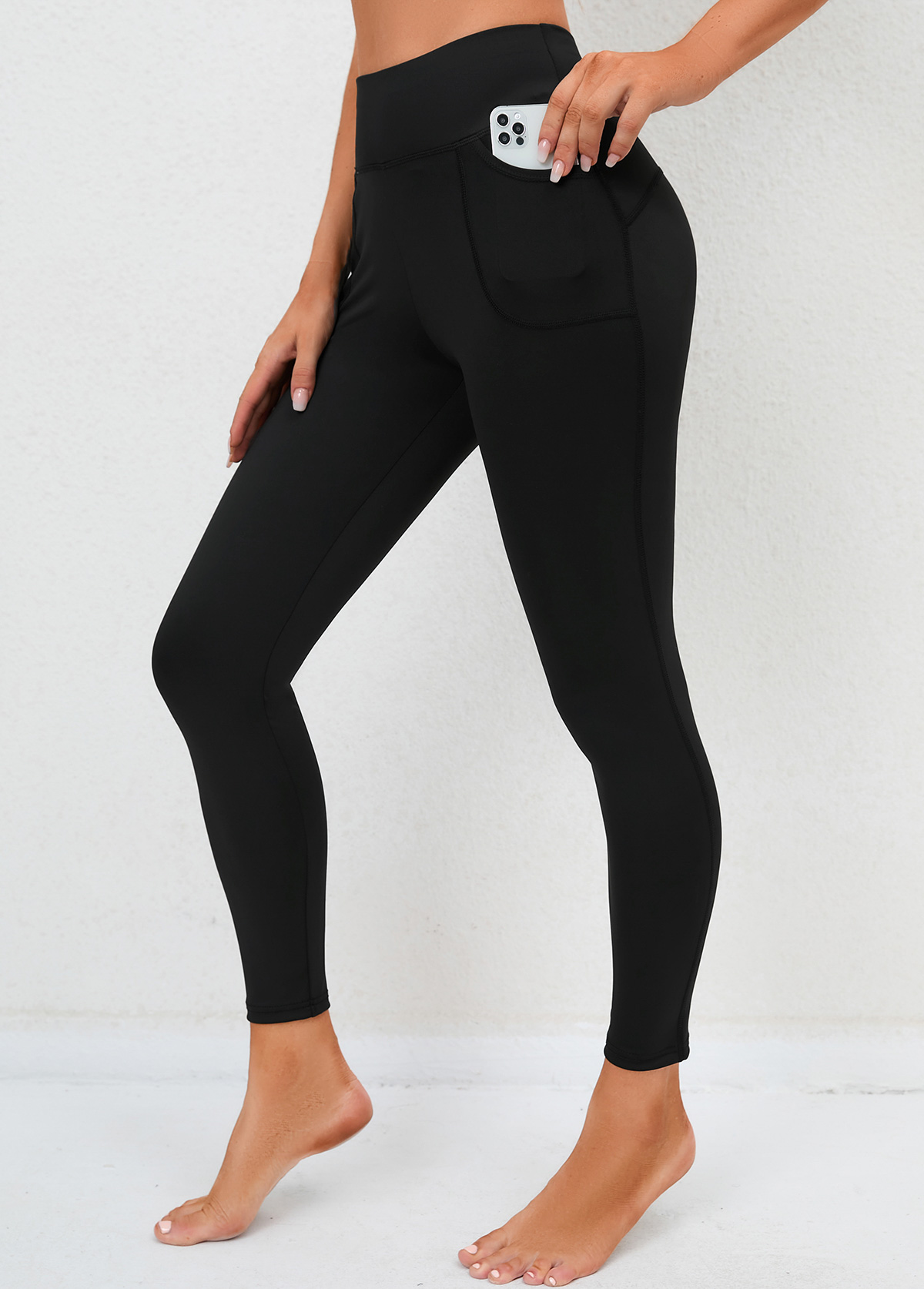 Double Side Pockets High Waisted Black Leggings