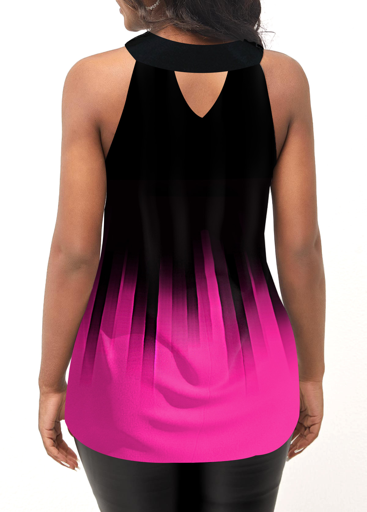 Ombre tops,Hot Pink Cross Front Ombre Tank Top