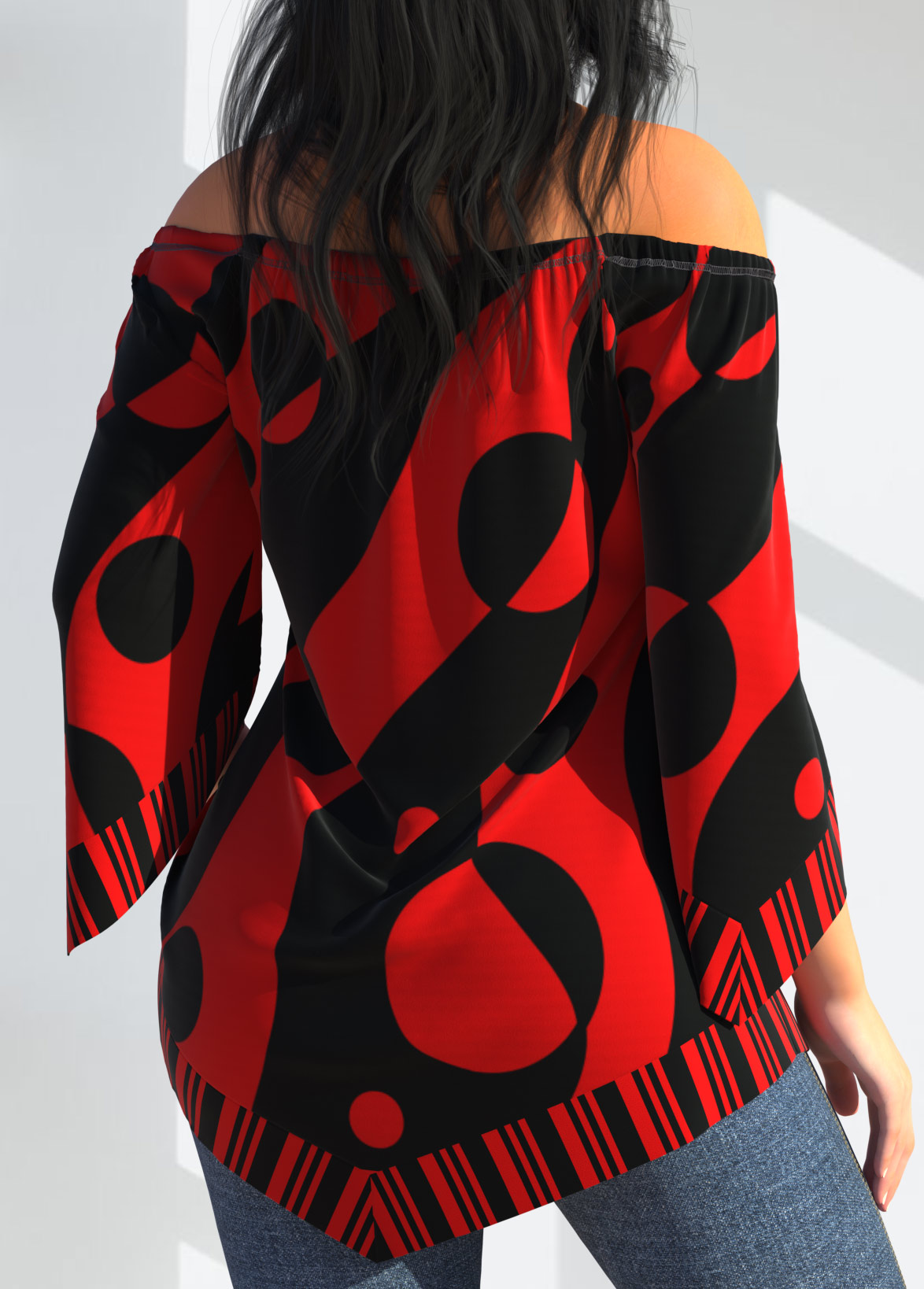 Red tops,Geometric tops,ROTITA Polka Dot Striped Red Cross Strap T Shirt