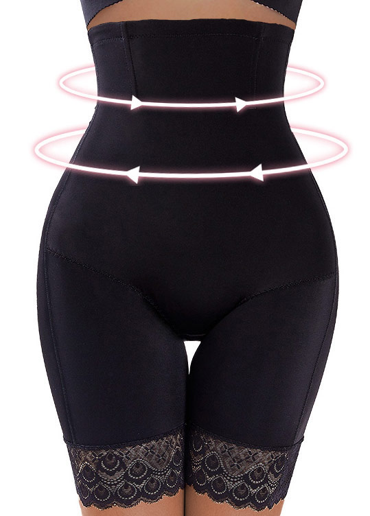 Black intimates,Black High Waisted Lace Stitching Shapewear