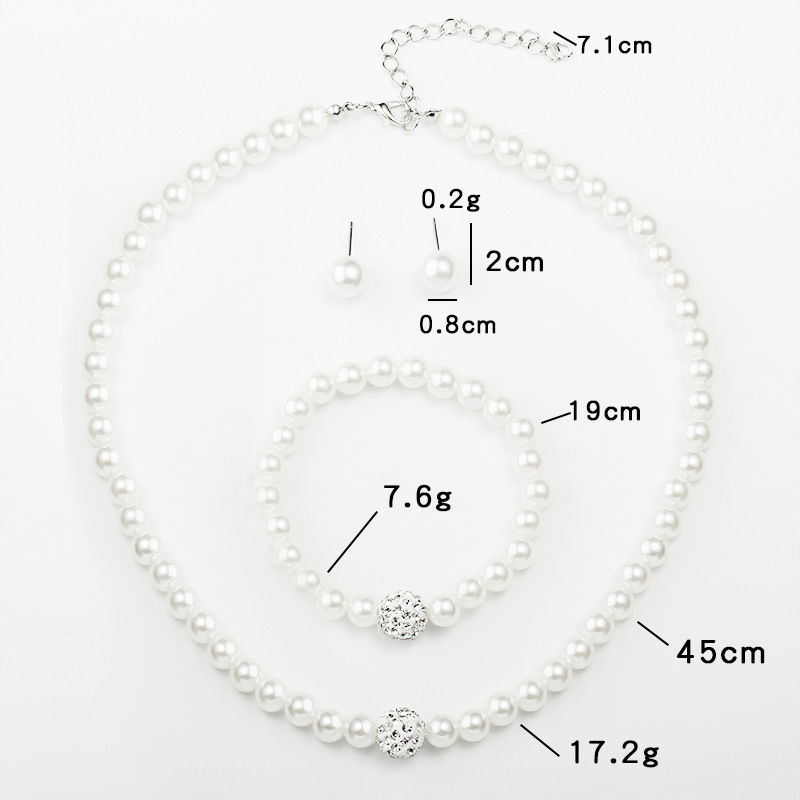 White jewelry,Pearl Design Metal Detail White Necklace Set