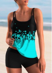 Rotita Ombre Cyan Tankini-Oberteil mit Blumendruck-Kein Boden