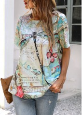 Green tops,Animal Print tops,Dragonfly Print Short Sleeve Green T Shirt