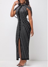 Black dresses,Dot dresses,ROTITA Half Sleeve Polka Dot Black Dress