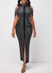 ROTITA Half Sleeve Polka Dot Black Dress