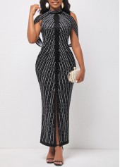 Black dresses,Dot dresses,ROTITA Half Sleeve Polka Dot Black Dress