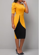 Ginger dresses,Plain Color dresses,ROTITA Ginger Round Neck Half Sleeve Dress