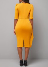 Ginger dresses,Plain Color dresses,ROTITA Ginger Round Neck Half Sleeve Dress