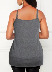 Grey tops,Plain Color tops,ROTITA Twist Hem Grey Contrast Camisole Top