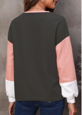 Light Pink tops,Contrast Color tops,Contrast Light Pink Long Sleeve Sweatshirt