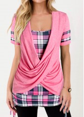 ROTITA Tie Side Pink Front Cross T Shirt