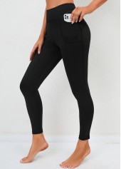 Double Side Pockets High Waisted Black Leggings