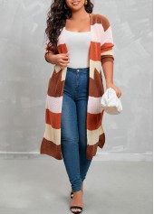 Plus Size Double Side Pockets Multi Color Cardigan