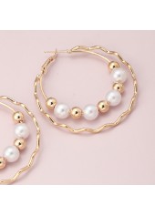 Gold jewelry,Pearl Beads Design Circle Shape Gold Earrings