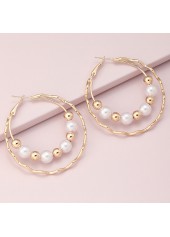 Gold jewelry,Pearl Beads Design Circle Shape Gold Earrings