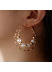 Pearl Beads Design Circle Shape Gold Earrings