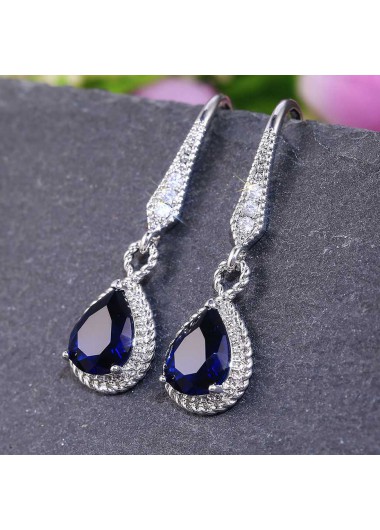 Blue jewelry,Metal Detail Rhinestone Design Blue Earrings